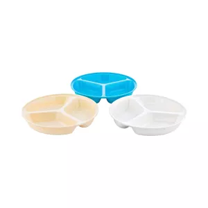 Assiette réutilisable PC blanche 3 compartiments 255x40